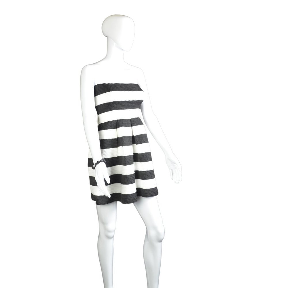 Doe & Rae Black and White Stripe Mini Halter Dress - Size S - Picture 6 of 8
